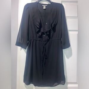 H&M Black Ruffle Dress Size 10
